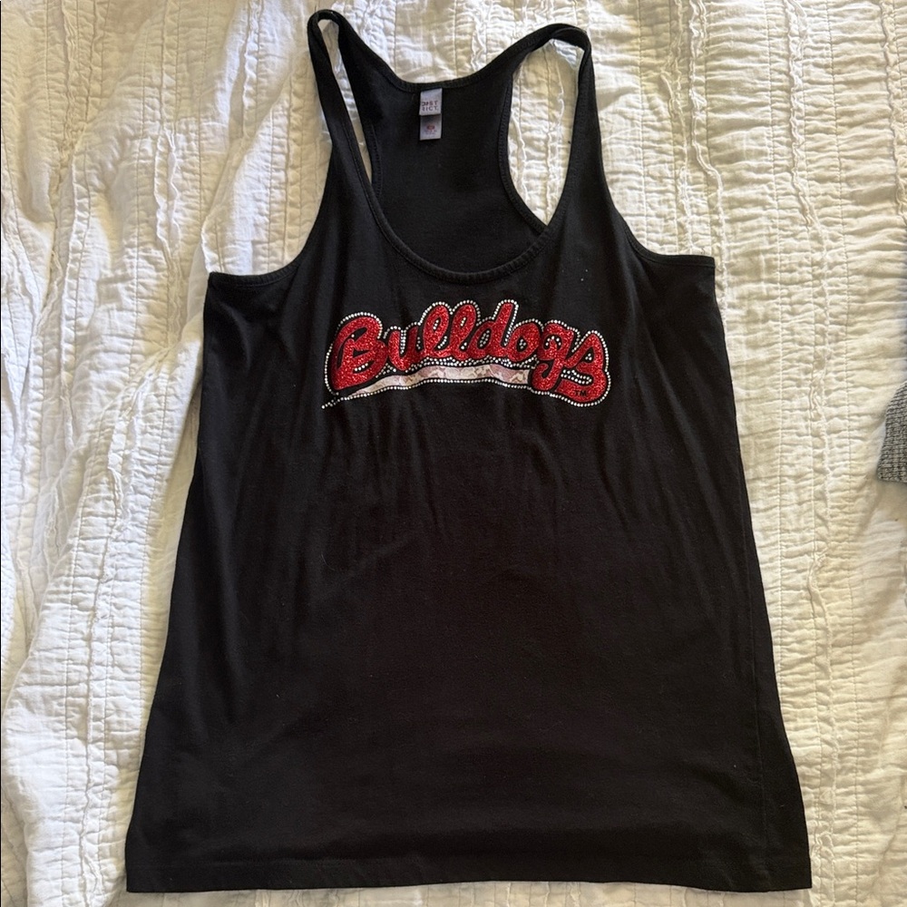 Black 'Bulldogs' Rhinestone Racerback Tank Top